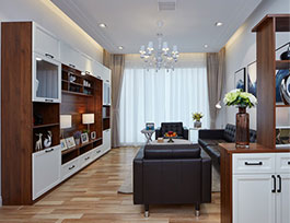 胡桃木兩室兩廳定制家具實(shí)拍圖|簡歐家具圖片